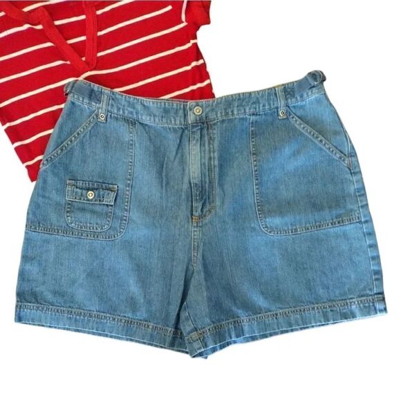 VTG 90s High Waist Adjustable Sides Jean Shorts Size 16 *Fits like Large - Picture 1 of 16